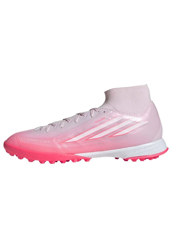 adidas Women's F50 Sparkfusion League Mid Cut Turf Football Womens Shoes, Solar Turbo/FTWR White/Distilled Pink, 5.5 UK