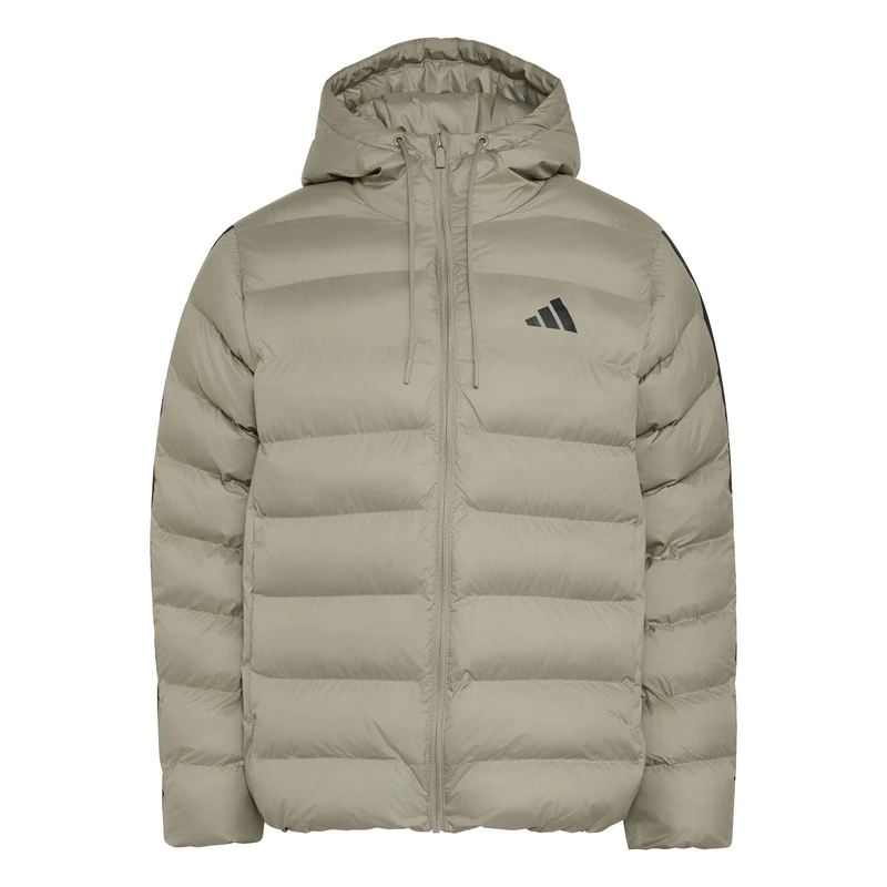 adidas Men's Essentials Climawarm 3 Stripes Synthetic Down Hooded Coat, silver pebble, L - Image 1