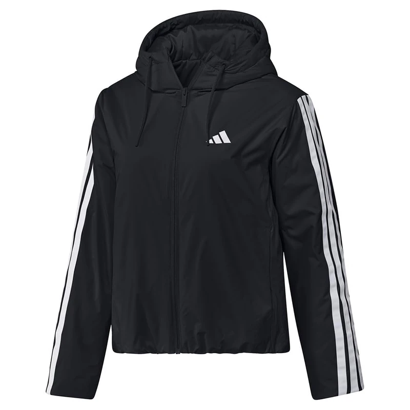 adidas Women's Essentials Climawarm 3 Stripes Insulation Hooded S Coat, black, M