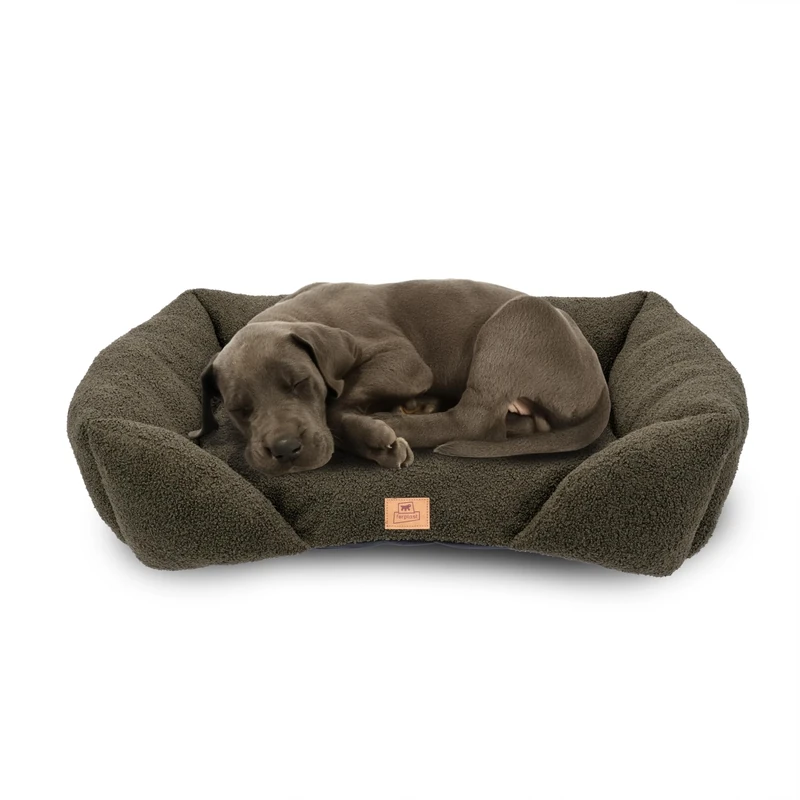 Ferplast Dog Bed Cushion for Medium-Sized Dogs, Cat Bed, Washable Synthetic Bouclé Fabric, Soft Padding, 78 x 56 x h 22 cm. Green