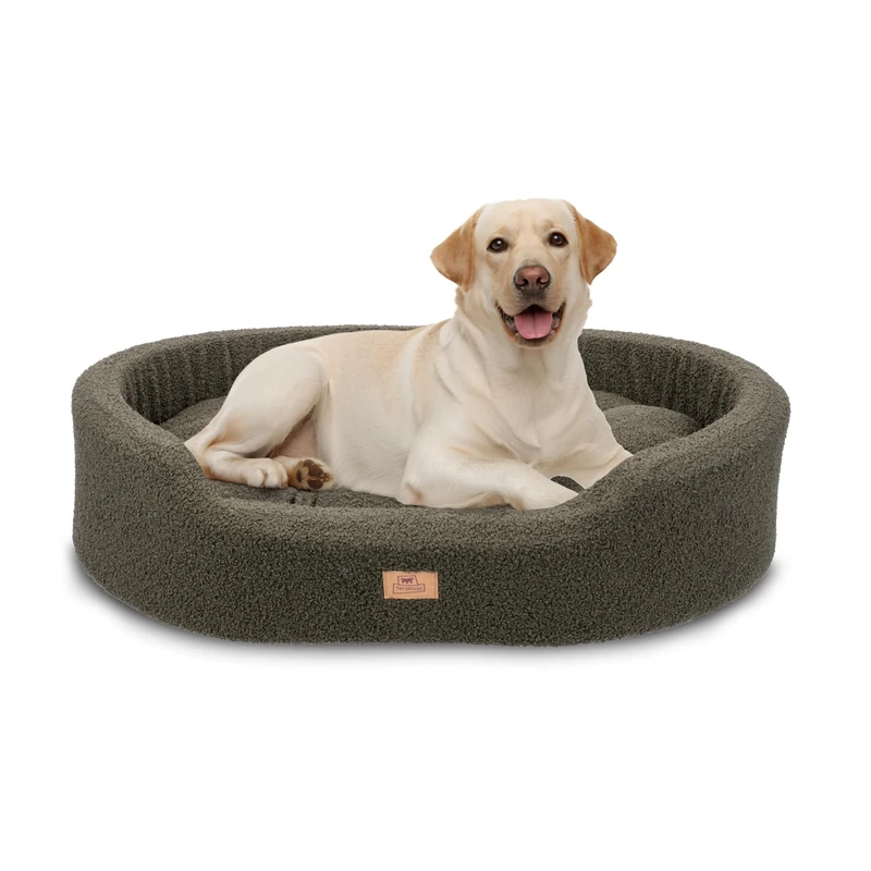 Ferplast Dog Bed Cushion for Medium-Sized Dogs, Cat Bed, Washable Synthetic Bouclé Fabric, Soft Padding, 80 x 55 x h 18 cm. Green