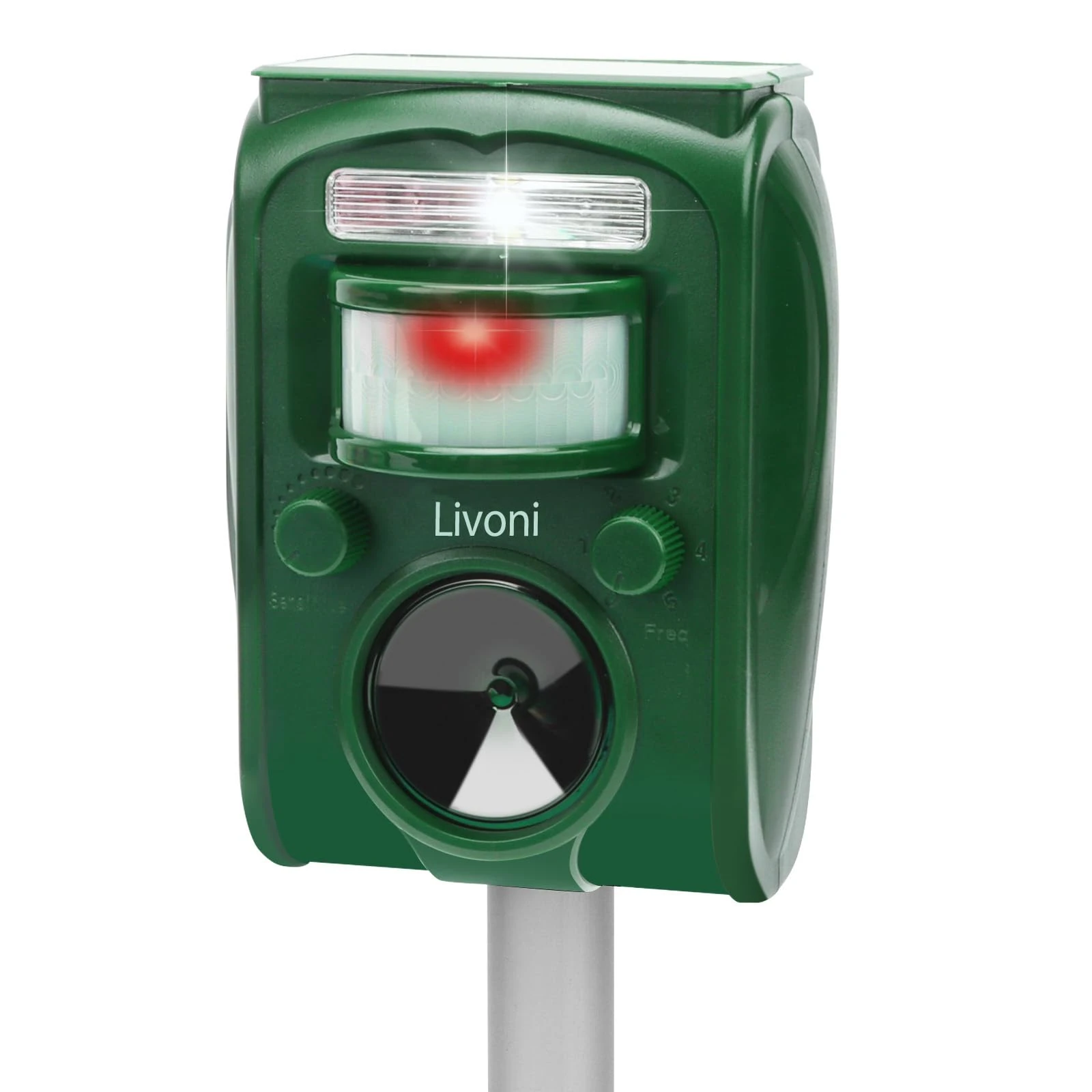 Livoni Cat Repellent Foxes Repellers, Ultrasonic Solar Battery Operated Animal Cat Deterrents Scarer for Gardens, Waterproof Outdoor with Ground