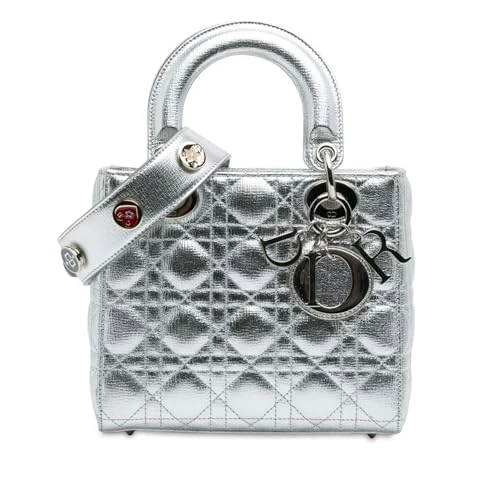 Dior Pre-Loved Small Metallic Grained Calfskin Cannage My ABCDior Lady