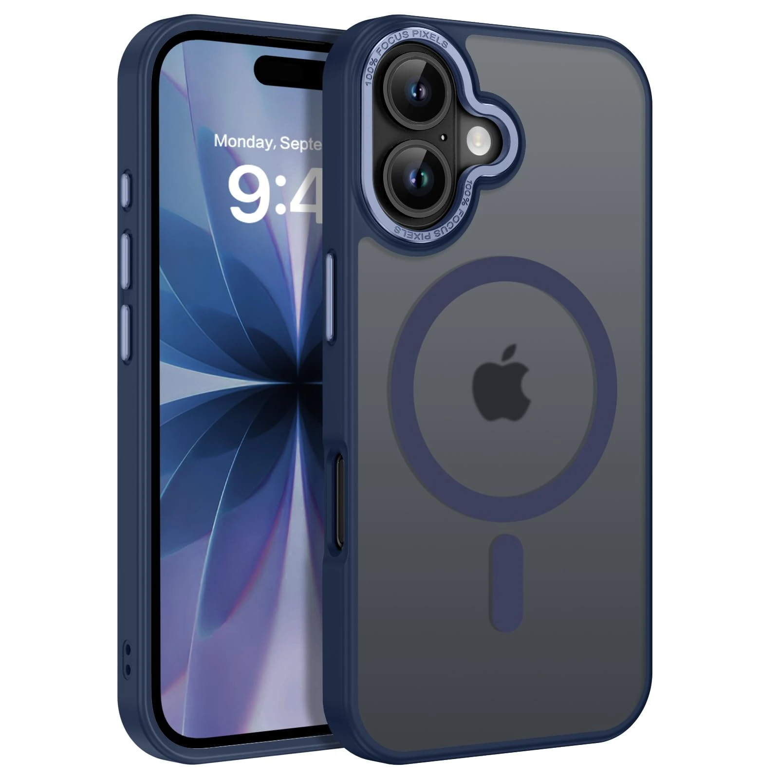 GUAGUA Magnetic for iPhone 17 Case 6.3-Inch, Fit for MagSafe [14FT Military Grade Drop Protection] Translucent Matte Back Slim Shockproof Anti-Scratch Phone Cover, Dark Blue