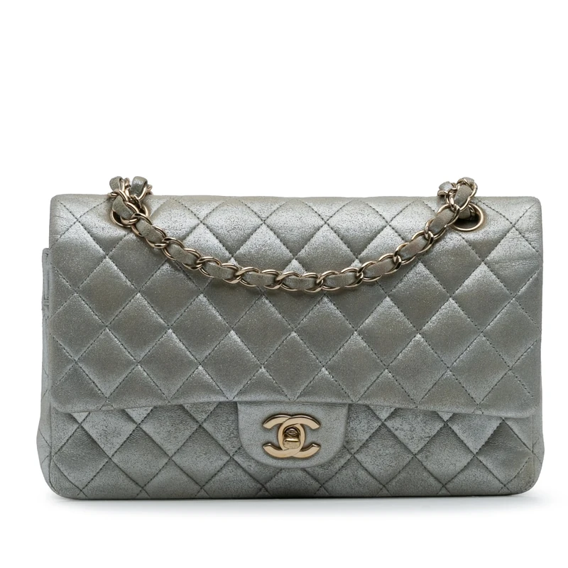 Chanel Pre-Loved Medium Classic Iridescent Calfskin Double Flap Shoulder Bag