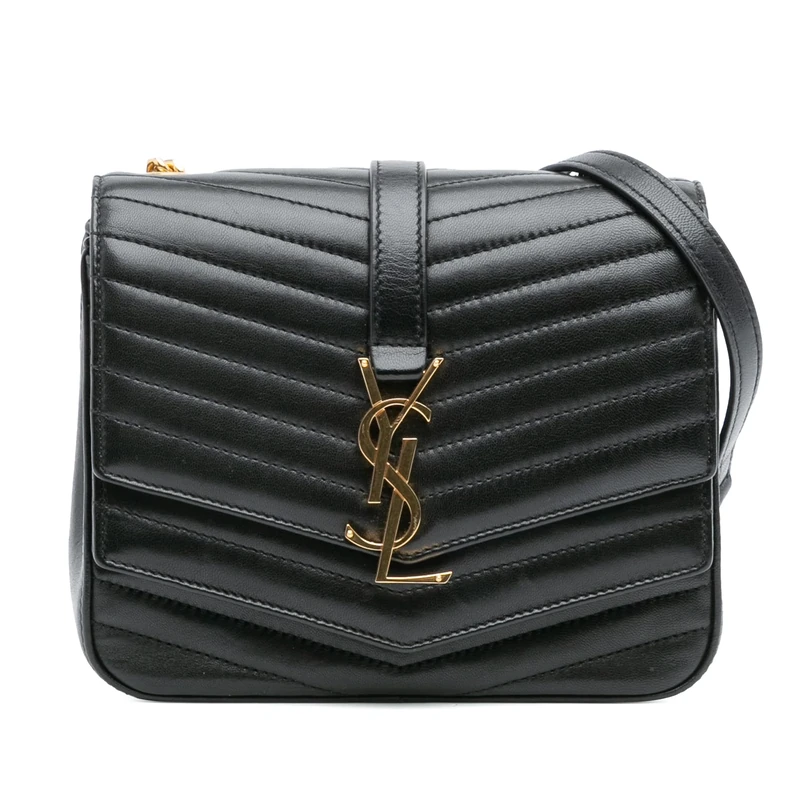 Yves Saint Laurent Pre-Loved Small Chevron Lambskin Monogram Sulpice Bag Crossbody