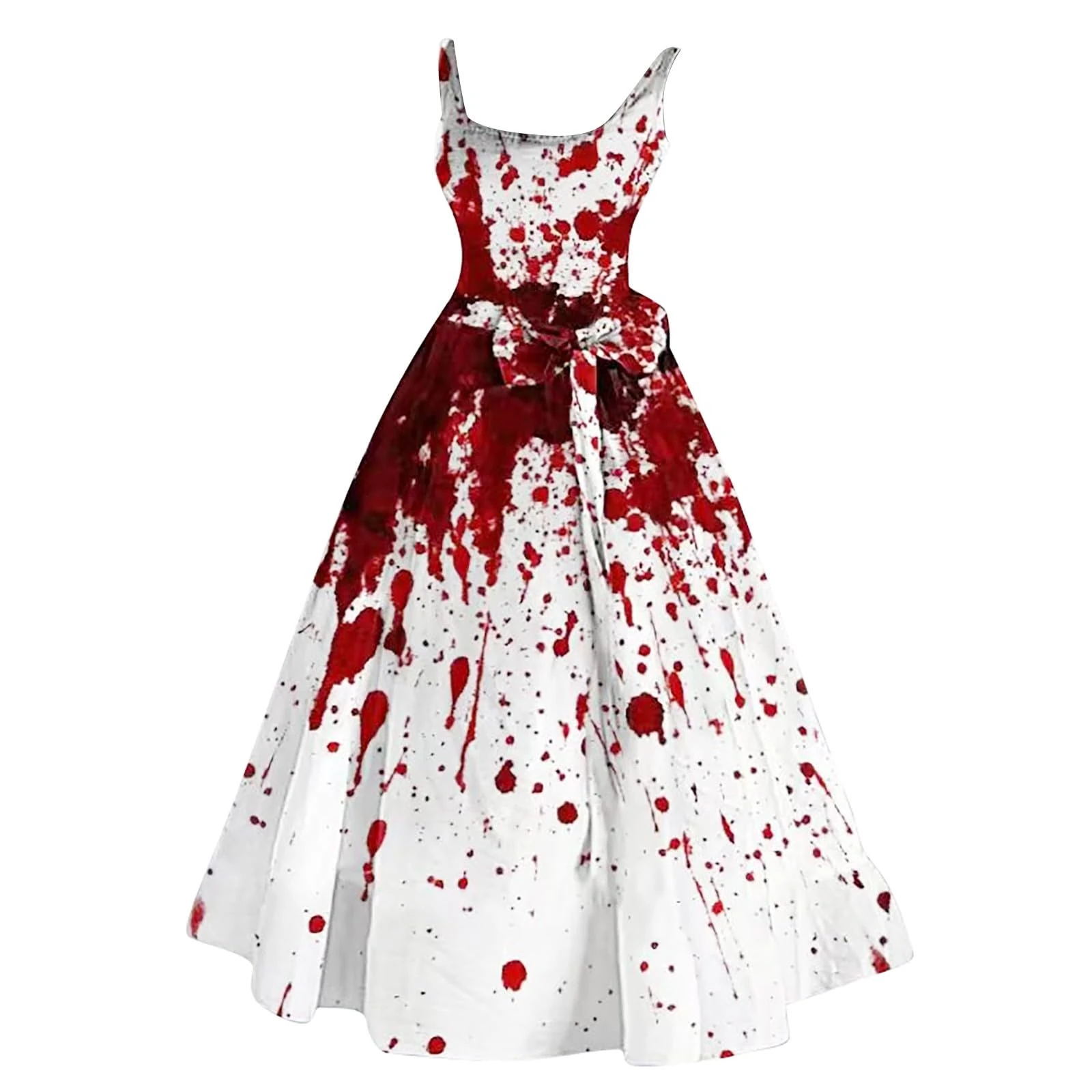 HUIFUAO Halloween Dress for Women Scary Bloody Fancy Dress Plus Size Halloween Costumes Sleeveless Evening Party Horror Festival Cosplay Outfits Clothes(Z01-Red, S)