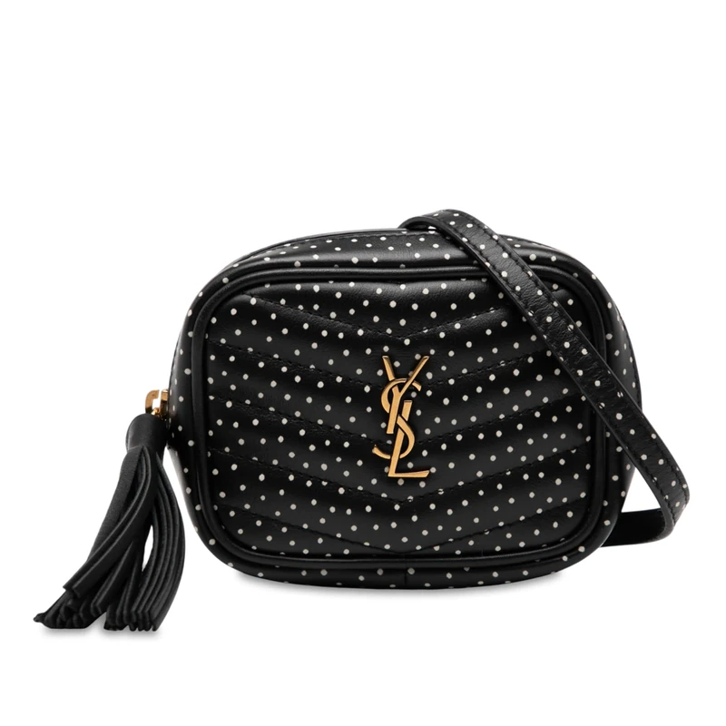 Yves Saint Laurent Pre-Loved Baby Quilted Chevron Calfskin Monogram Polka Dot Lou Camera Bag