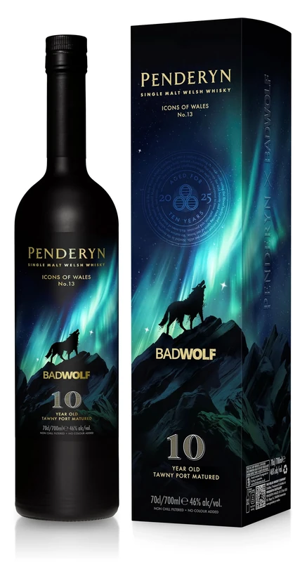 Penderyn Bad Wolf Single Malt Welsh Whisky - Icons of Wales No# 13, 70cl, 46% ABV, 10 Year Old Tawny Port Matured, Crafted in Wales