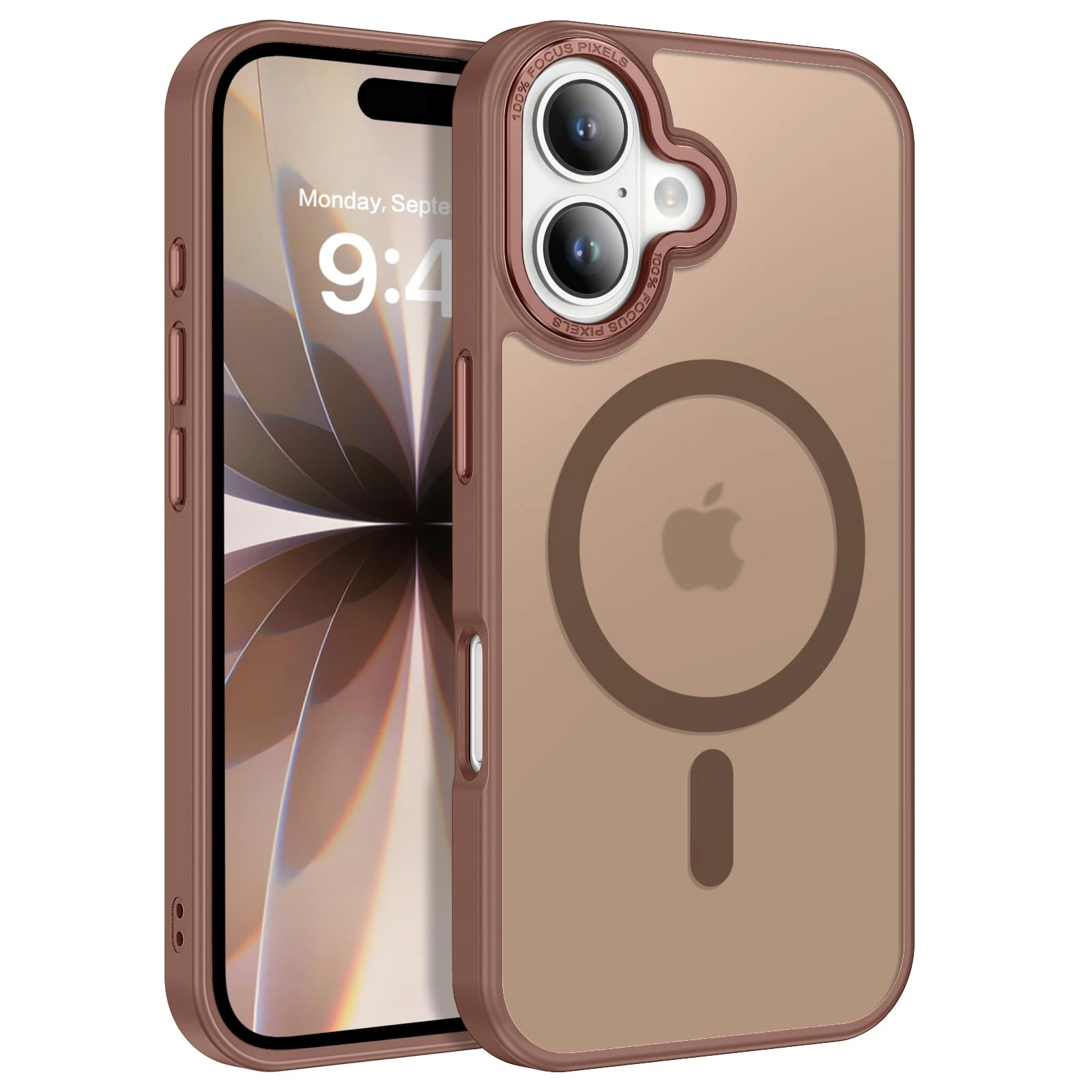 GUAGUA Magnetic for iPhone 17 Case 6.3-Inch, Fit for MagSafe [14FT Military Grade Drop Protection] Translucent Matte Back Slim Shockproof Anti-Scratch Phone Cover, Desert Titanium