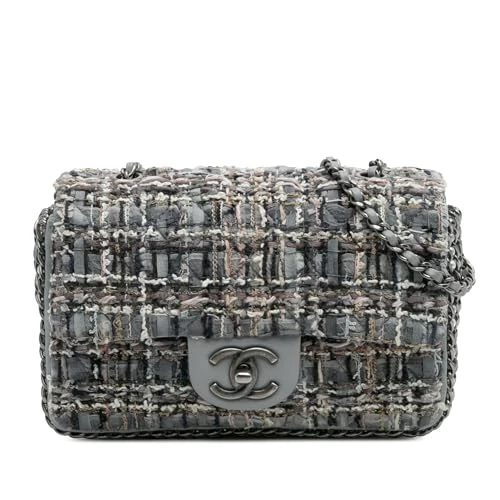Chanel Pre-Loved Mini Quilted Tweed River Of Pearls Flap Shoulder Bag