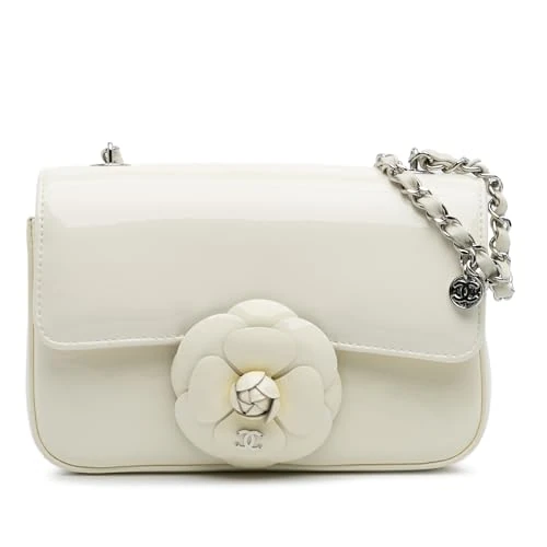 Chanel Pre-Loved Small Patent Camellia Single Flap Crossbody Bag