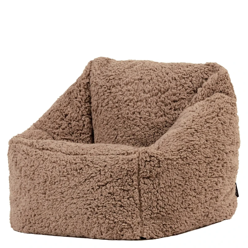 icon Natalia Teddy Fleece Kids Bean Bag Chair, Brown, Fluffy Kids Bean Bag Armchair with Filling Included for Girls and Boys, Childrens Chair, Nursery Décor, Playroom Décor, Bedroom Accessories