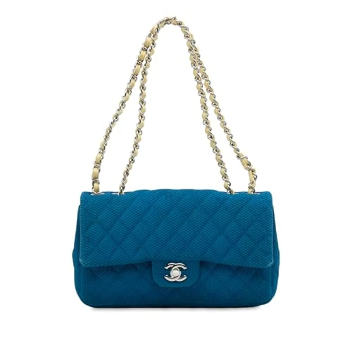 Chanel Pre-Loved Medium Quilted Perforated Jersey Single Flap Shoulder Bag
