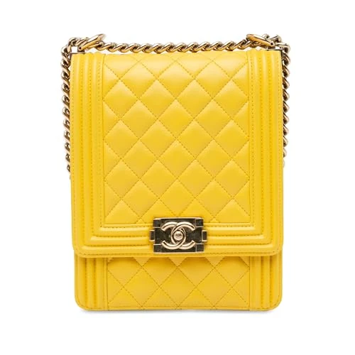 Chanel Pre-Loved Quilted Lambskin North South Boy Flap