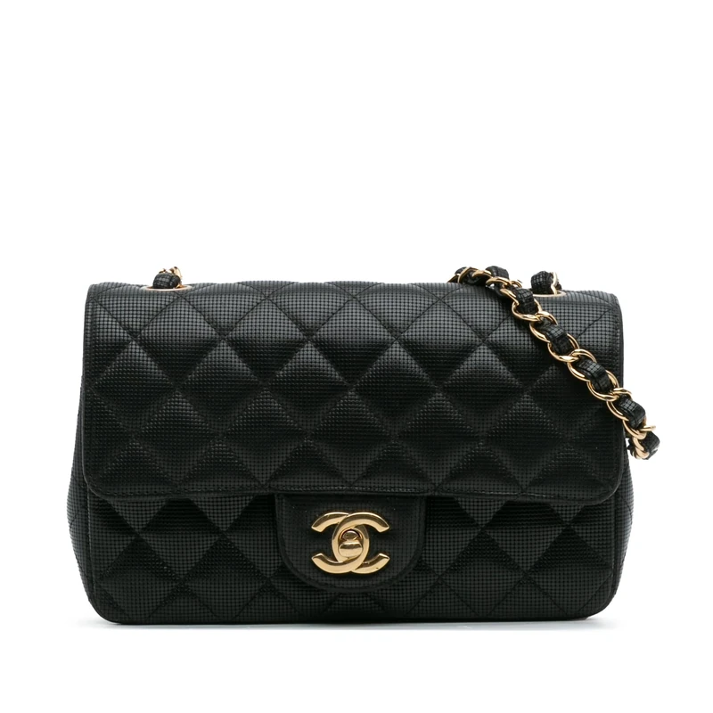Pre-Loved Mini Rectangular Classic Calfskin Pixel Effect Single Flap Crossbody Bag
