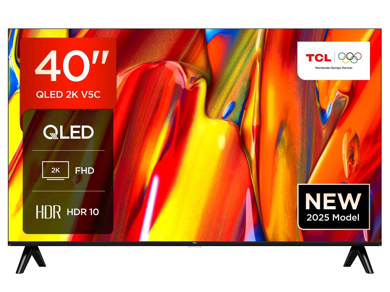 TCL 40V5C-UK 40Inch Full HD Smart QLED Direct LED TV with Android TV & HDR - Compatible with Google Cast & Google Home, Slim Design
