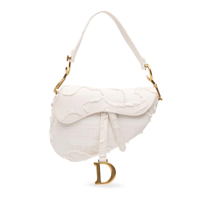 Dior Pre-Loved Canvas Embroidered Camouflage Saddle Handbag Shoulder Bag