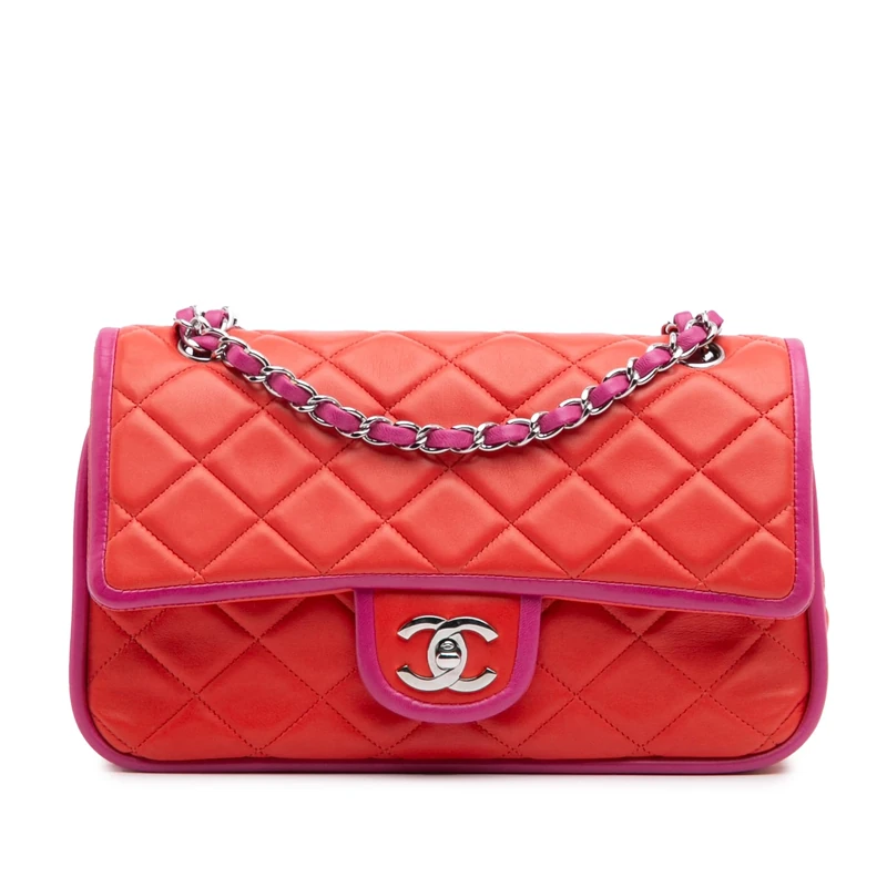 Chanel Pre-Loved Medium Classic Bicolor Lambskin Double Flap Shoulder Bag