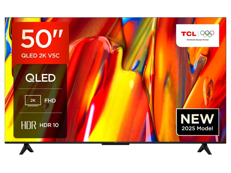 TCL 50V5C-UK 50Inch Full HD Smart QLED Direct LED TV with Android TV & HDR - Compatible with Google Cast & Google Home, Slim Design