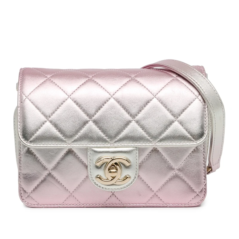 Chanel Pre-Loved Mini Metallic Lambskin Like A Wallet Flap Crossbody Bag
