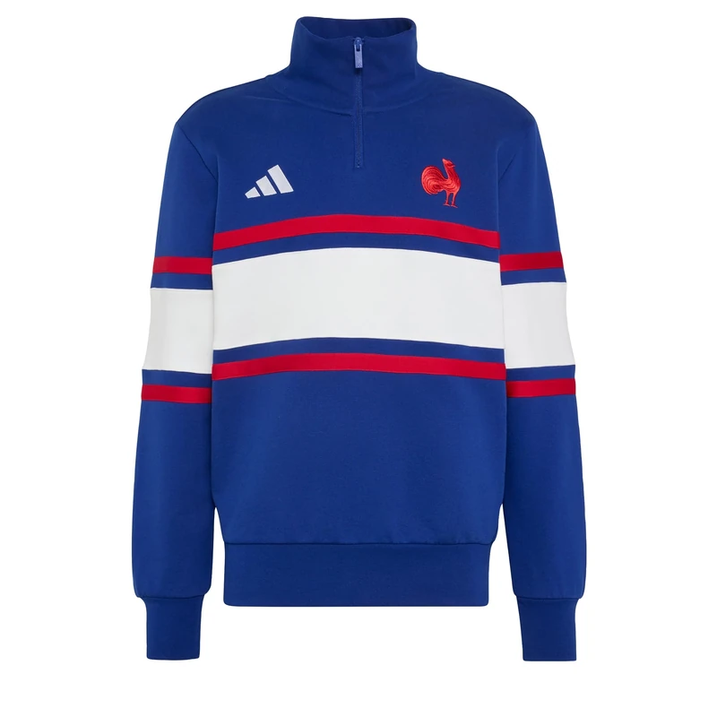 adidas Men's France Rugby Travel Quarter Zip Sweatshirt, mystery ink, XL