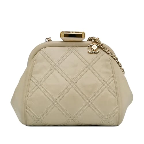 Pre-Loved Calfskin Kiss Lock Frame Bag