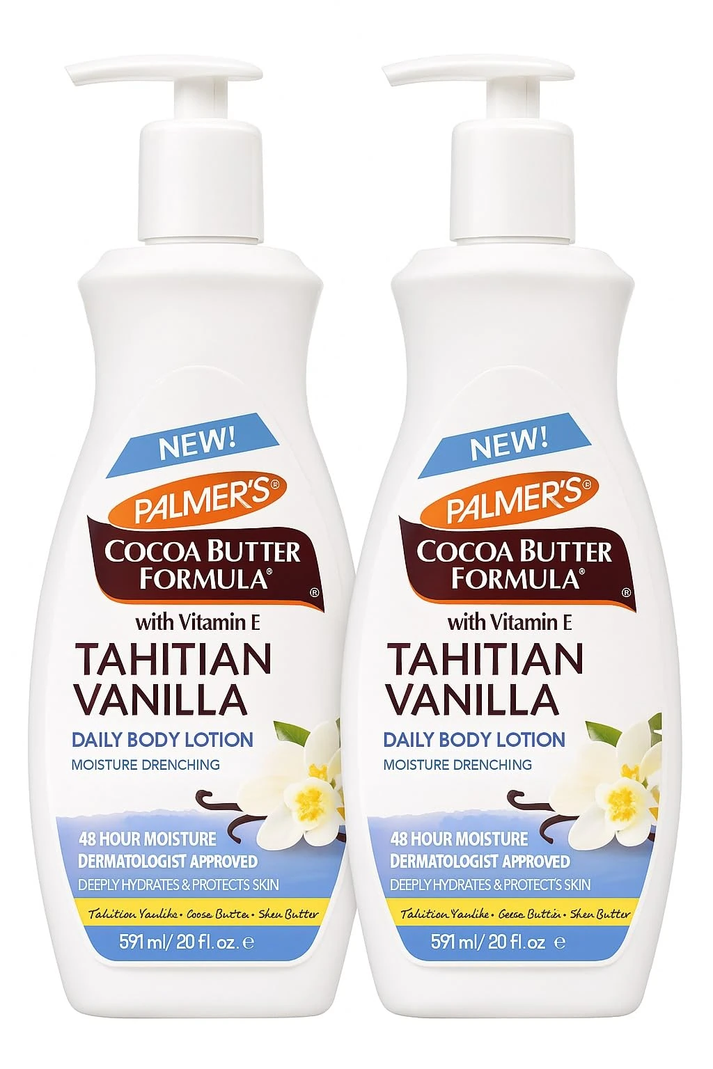 2 Pack Palmer’s Cocoa Butter Formula Tahitian Vanilla Body Lotion 400ml – Epished Deep Moisturising Body Cream for Dry Skin | Nourishing Cocoa Butter & Vitamin E Lotion for Soft, Smooth, Hydrated Skin