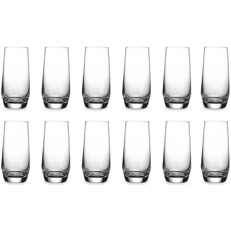 ECHTWERK 12-Piece 340ml Water and Juice Glasses Set, Heavy Duty Lead-Free Tulip Glass, Dishwasher-Safe, Transparent, 14.5 x 6.8 cm