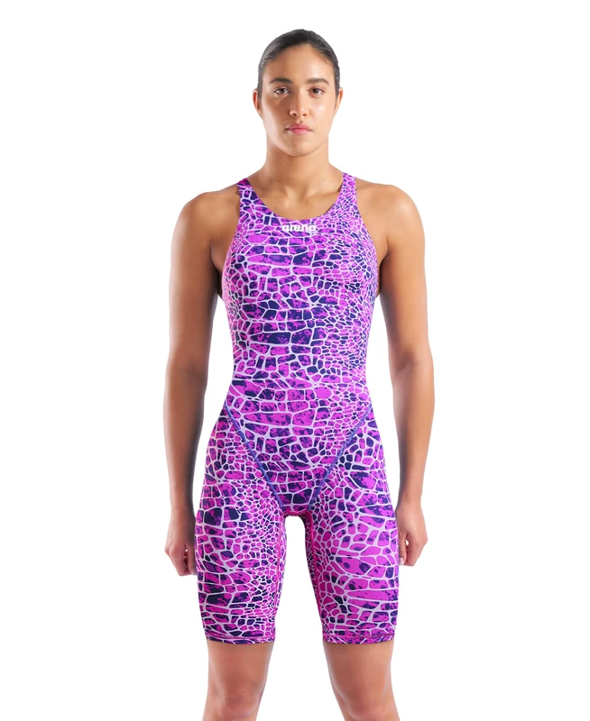 Arena Women's Racing Suit Powerskin St Next One Piece Swimsuit, Snakeskin Pink, 26