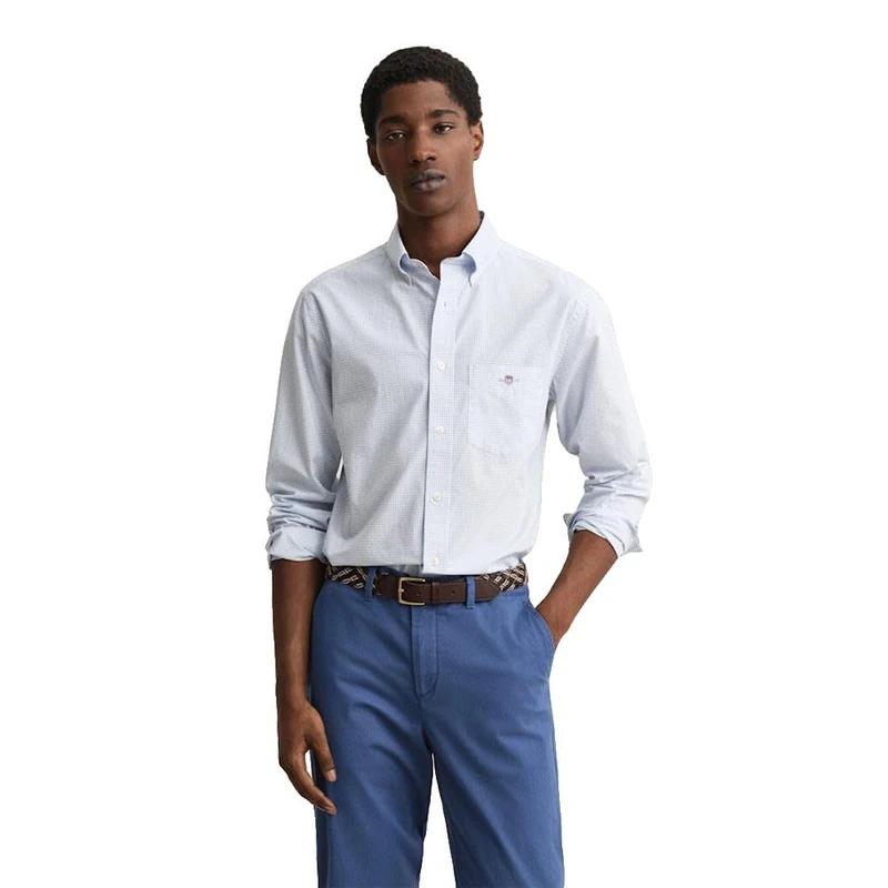 GANT Men's Reg Classic Poplin Gingham Shirt, Surplus Mint, M