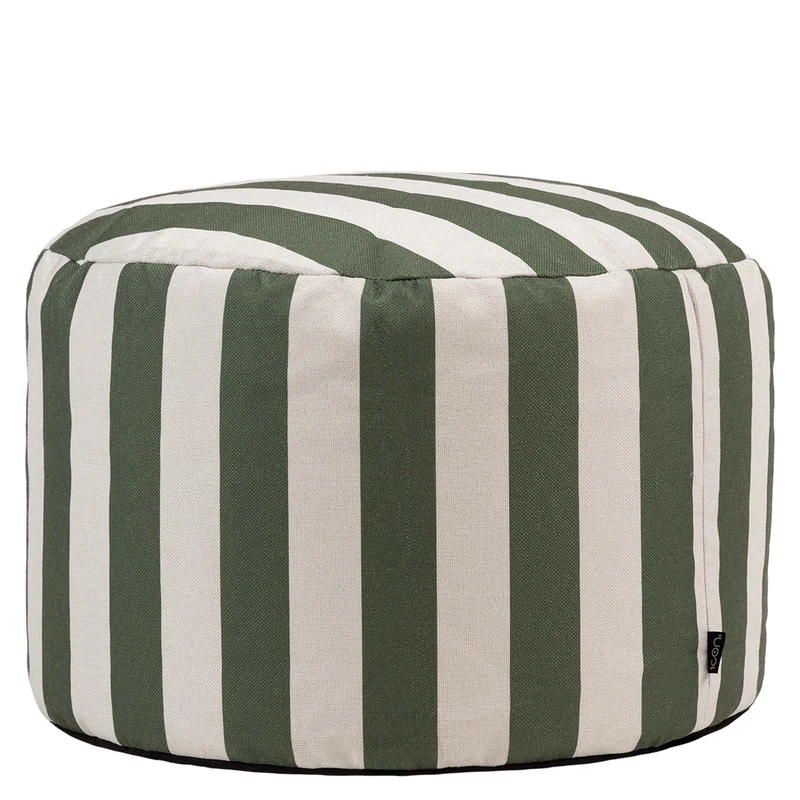 icon Milano Bean Bag Pouffe, Kyoto Stripe Green, Woven Fabric, Large Pouffe Footstool with Filling Included, Footrest, Bedroom, Living Room, Living Room Furniture