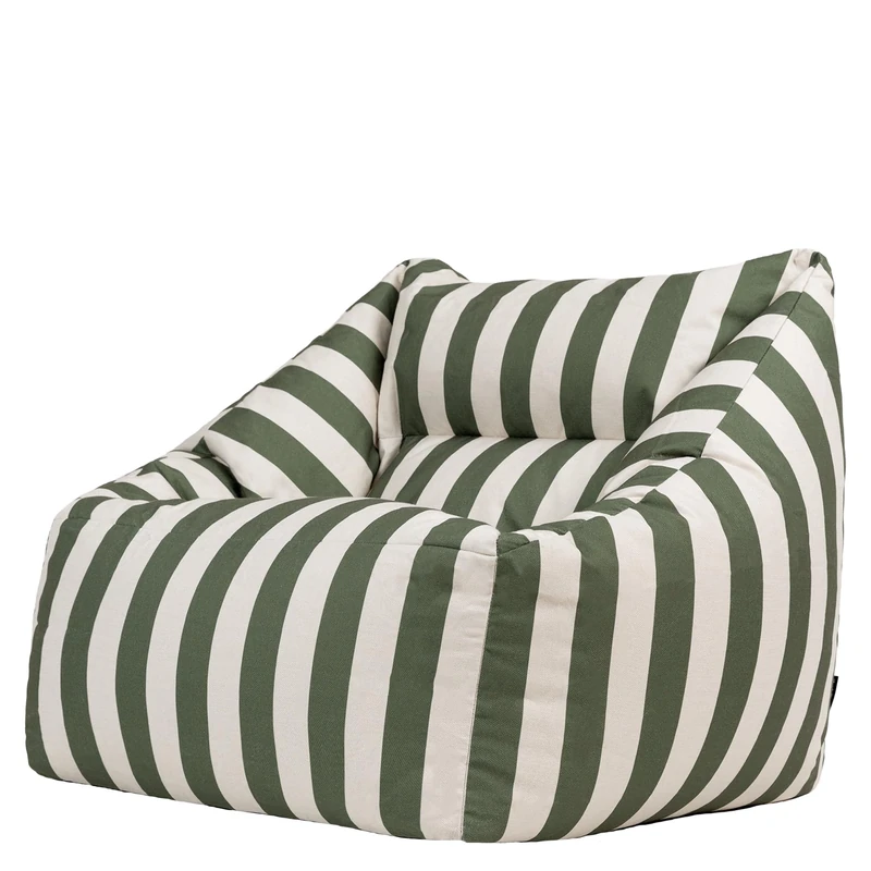 icon Natalia Bean Bag Chair, Kyoto Stripe Green, Woven Fabric, Large Adult Bean Bag with Filling Included, Comfy Chair, Armchair, Living Room Furniture, Bedroom Furniture
