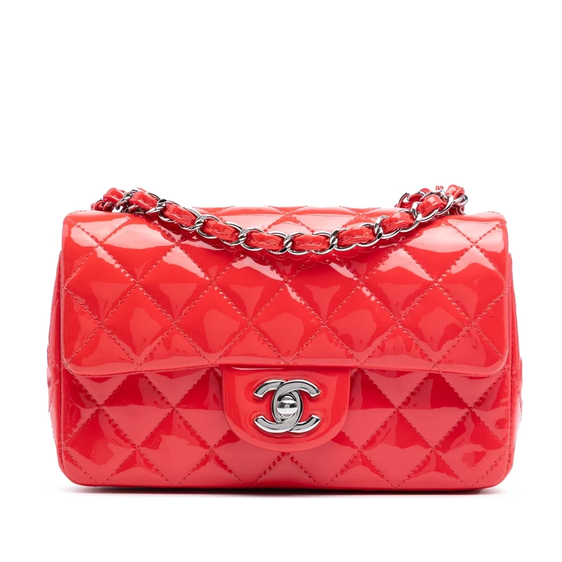Chanel Pre-Loved Mini Rectangular Classic Patent Single Flap Crossbody Bag