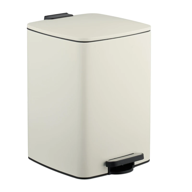 Relaxdays Kitchen Pedal Bin, 20 Litres, Removable Inner Bucket, with Rubbish Bag Liners, Waste Disposal, Iron, Beige