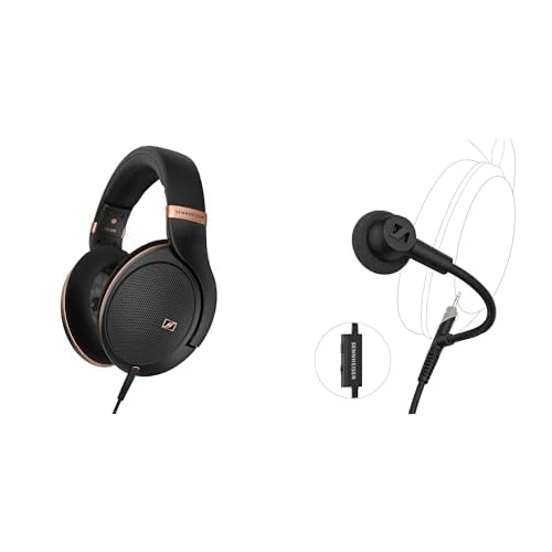 Sennheiser headphone bundle HD 505 Headphones, Wired, Over-Ear, Copper Edition HD 500 BAM, plug-in Boom Arm Microphone for Gaming and Calls
