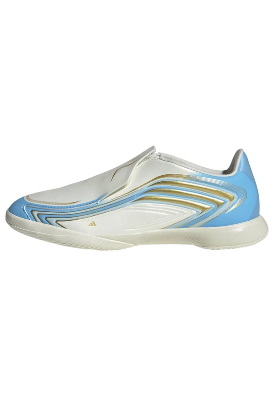 adidas Unisex Kids F50 Messi League Laceless Indoor Football Kids Shoes, Ivory/semi Blue Burst/Icey Blue, 5.5 UK - Image 1
