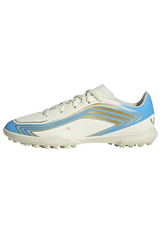 adidas Unisex Kids F50 Messi Club Turf Football Kids Shoes, Ivory/semi Blue Burst/Icey Blue, 4.5 UK - Image 1