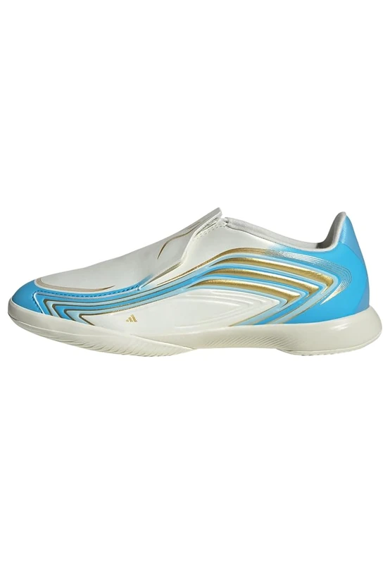 adidas Unisex Kids F50 Messi League Laceless Indoor Football Kids Shoes, Ivory/semi Blue Burst/Icey Blue, 12.5 UK Child - Image 1