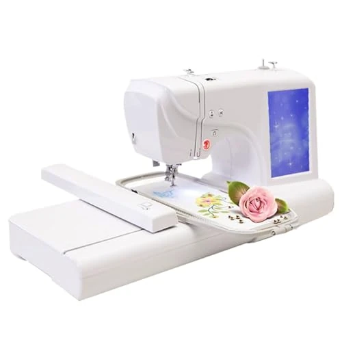 Embroidery Machine, Automatic Sewing Machine with LCD Display, Mute Operation, USB Transfer, Includes Two Hoops, 162 Built-In Designs