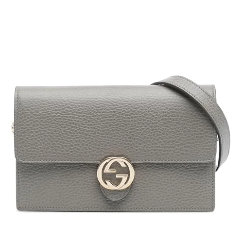 Gucci Pre-Loved Leather Interlocking G Dollar Wallet On Chain Handbag Crossbody Bag