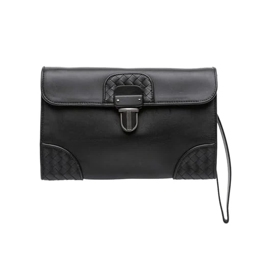 Bottega Veneta Pre-Loved Intrecciato Trimmed Nappa Slide Lock Clutch