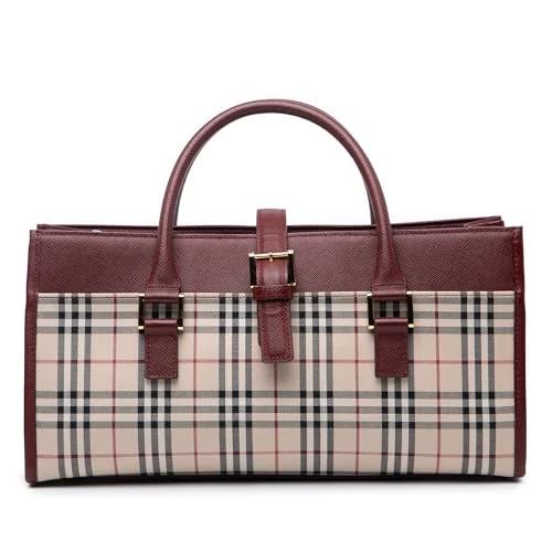 BURBERRY Pre-Loved House Check Canvas Handbag