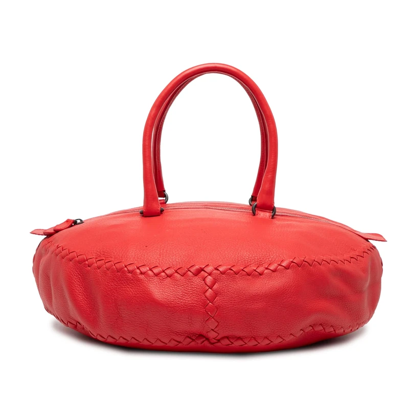 Bottega Veneta Pre-Loved Intrecciato Trimmed Cervo Disk Handbag