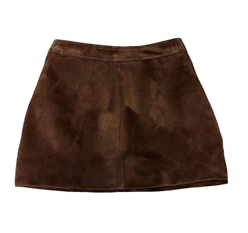 Women Mini Suede Leather Skirt Solid Casual Pencil Slim Hip Short Skirt