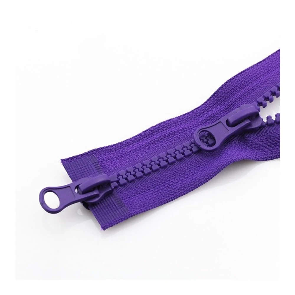 5PCS 5# Two Way Chunky Zip Portable Plastic Teeth Zipper 90cm Resin Double Slider Open End Jacket Long Zips(Purple)