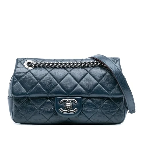 Chanel Pre-Loved Small Glazed Calfskin Duo Color Flap Crossbody Bag
