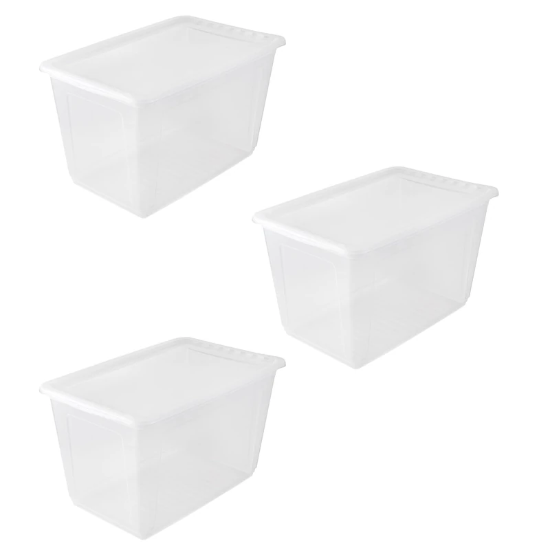 keeeper bea 3x Storage Box with Air Control System, 59 x 39 x 35 cm, 52 L, Transparent