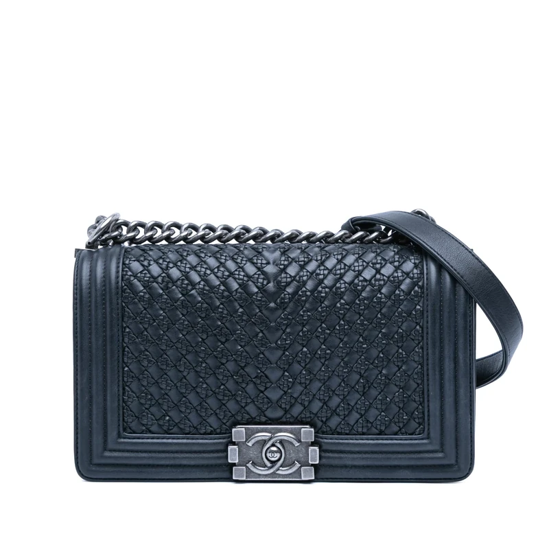 Chanel Pre-Loved Old Medium Braided Calfskin Boy Flap
