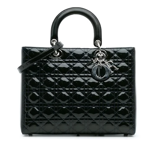 Dior Pre-Loved Large Patent Cannage Lady Handbag